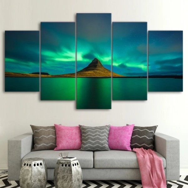 Cartazes HD de Aurora, pintura modular, pôster de vulcão, imagens de arte de parede em tela, decoração de casa para sala de estar, 5 peças
