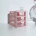 Organizador de gaveta empilhável transparente de 2-5 camadas, caixa de armazenamento pp de vários camadas, desenho animado para produtos de escritório/beleza, sistema de mesa modular