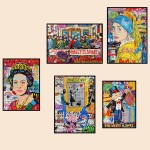 Mona lisa graffiti arte da parede cartaz a criação de adam street impressões de arte em tela picasso arte abstrata imagem pintura em tela