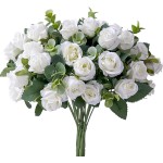 10 cabeças flor artificial seda rosa branco eucalipto folhas peônia buquê flor falsa para mesa de casamento festa vaso decoração de casa