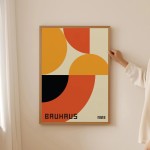 Abstrato laranja bauhaus cartaz geométrico pop art nascer do sol & bicicleta impressões de arte da parede para sala estar moderna dormitório decoração casa