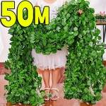 Folhas verdes artificiais hera videira guirlanda trepadeira rattan folhas falsas plantas pendurado guirlandas para jardim festa de casamento decoração de casa