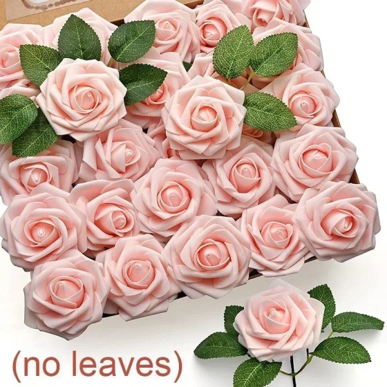 50/5 pçs rosas artificiais flores espuma falso cabeças de rosa com hastes para diy buquês de casamento casa festa mesas decorações suprimentos