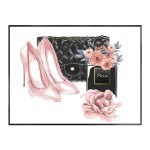 Moda mulher perfume poster imprime fotos flor rosa sexy lábio compõem meninas arte da parede pinturas em tela para sala nórdica dez