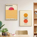 Abstrato laranja bauhaus cartaz geométrico pop art nascer do sol & bicicleta impressões de arte da parede para sala estar moderna dormitório decoração casa