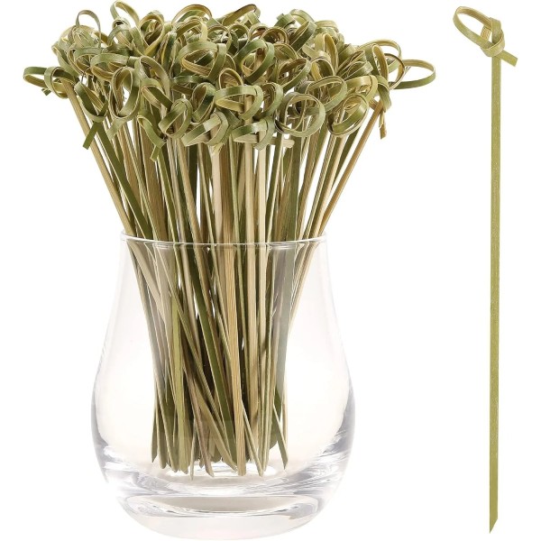 Palhetas de dente para coquetel, espetos de nó de bambu natural, mini palitos de comida, palitos de dente extravagantes para bebidas, frutas, cascata, enfeite