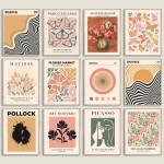 Conjunto de exposição vintage de 12 impressões, arte de parede, mercado de flores, matisse bauhaus, pôster abstrato, pintura em tela, decoração nórdica de casa