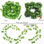 Folhas verdes artificiais hera videira guirlanda trepadeira rattan folhas falsas plantas pendurado guirlandas para jardim festa de casamento decoração de casa
