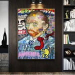 A criação de adão graffiti arte pintura em tela van gogh rua arte da parede cartaz anjos moda lona graffiti arte pintura