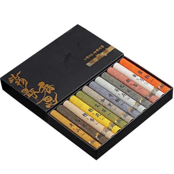 12 tipos de bastões de incenso perfumados, adequados para casa, fragrância duradoura para ioga;