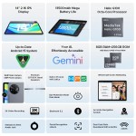 Versão global doogee tab e3 max tablet pc android 15 gemini ai 14 ''2.1k tela 8gb ram 256gb 13500mah bateria grande almofada inteligente