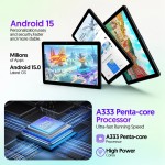 BAKEN Global Edition tablet PC de 10 polegadas, sistema Android 15, processador quad-core, 12 GB + 64 GB, suporta expansão de 1 TB, WiFi, 6000 mAh