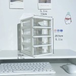 Organizador de gaveta empilhável transparente de 2-5 camadas, caixa de armazenamento pp de vários camadas, desenho animado para produtos de escritório/beleza, sistema de mesa modular