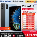 Tablets Blackview MEGA 2 12 polegadas 2K Display Widevine L1 24 GB (8 + 16) Android 15 256 GB 9000 mAh AI Câmera principal Pad PC