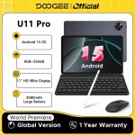 Versão global doogee u11 pro android 15 tablet pc 11 polegadas ultra-claro 90hz display 30gb (6 + 24) 256gb 8580mah bateria tablet