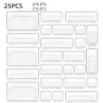 Conjunto de caixa de armazenamento de gaveta visual de 25 peças compartimento transparente multifuncional desktop embutido caixa de armazenamento de artigos diversos de papelaria