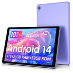 Mais recente tablet Android 14, tablet de 10 polegadas, processador Quad-core, 5G WiFi, 4 GB de ROM + 32 GB de RAM, resolução 1280 * 800, bateria de 6000 mAh